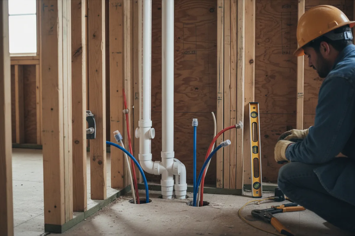 Drain and supply rough-in during Drain Cleaning in Touchet